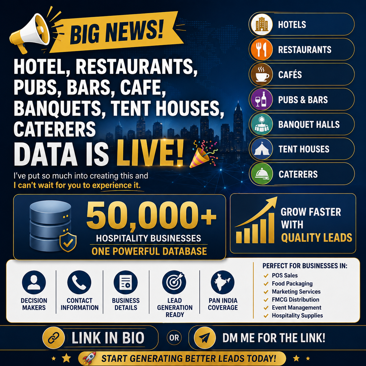 Hotels, Restaurants, PUBS, Bars, Cafe, Banquets, Tent House Database