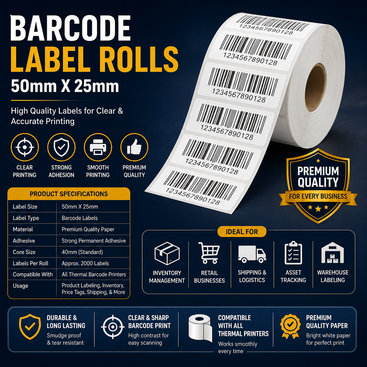 Barcode Lable 50mm X 25mm (Pack of 20)